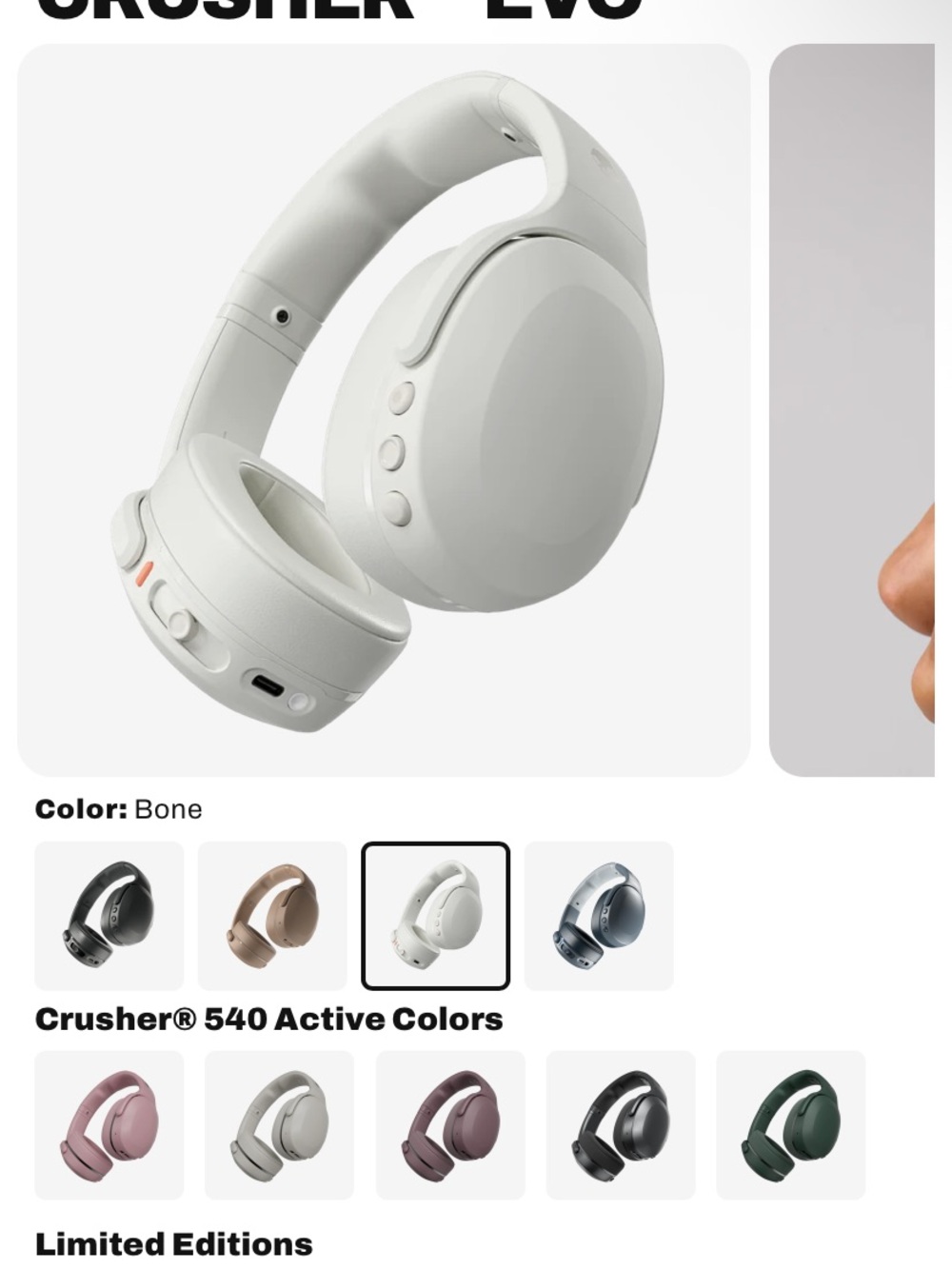 Skullcandy Crusher Evo Over-Ear Headphones - Bone White